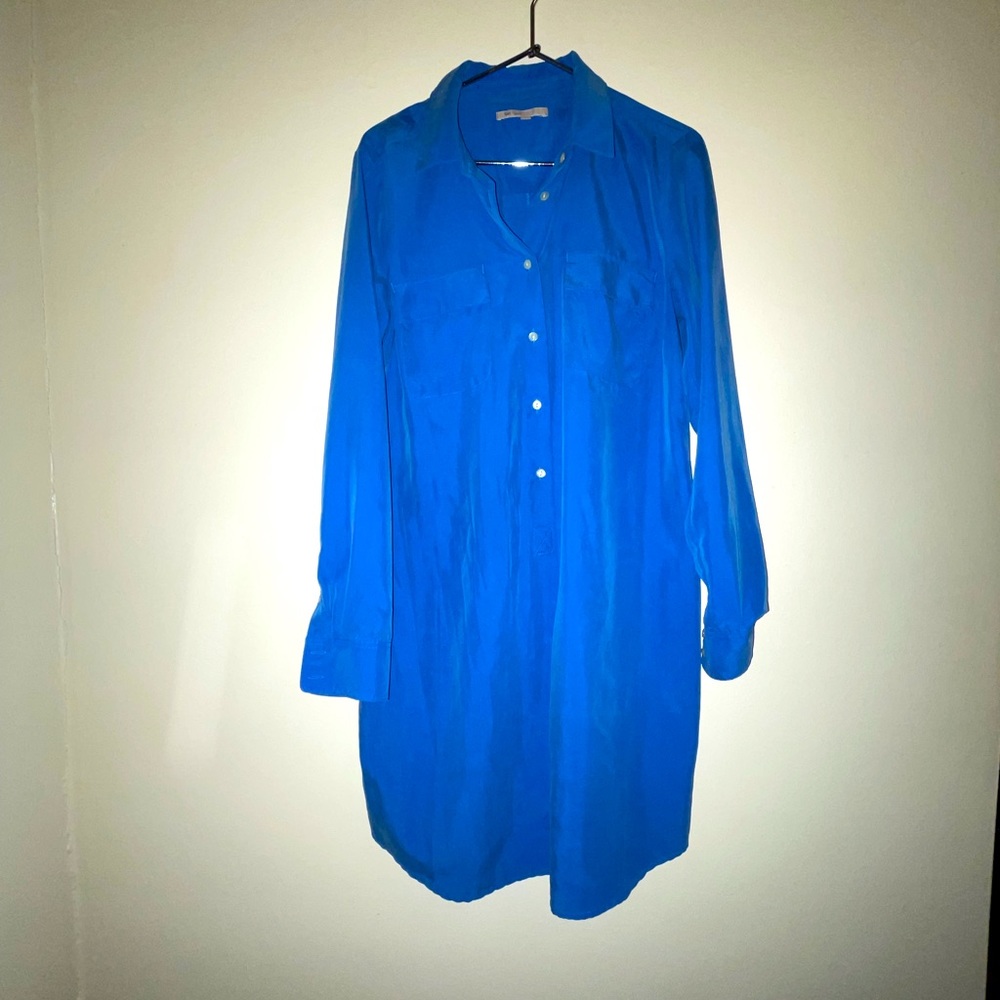 Long Sleeve Blue Button Down Dress